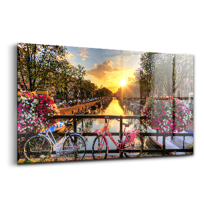 Üvegkép Napfelkelte Amszterdam felett