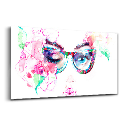 Üvegkép falra Egy szemüveges nő arca