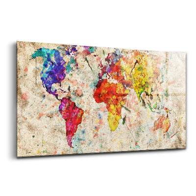 Egyedi üvegkép Színes világtérkép