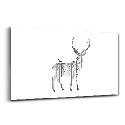 Üvegkép falra Szarvas erdő sziluettje