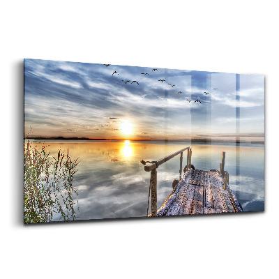 Üvegkép Tó naplemente