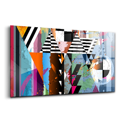 Egyedi üvegkép Absztrakt csíkok és háromszögek