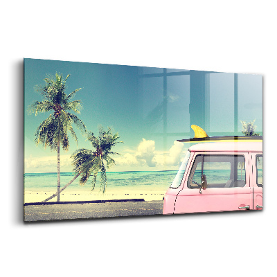 Üvegkép Autó szörfdeszkával