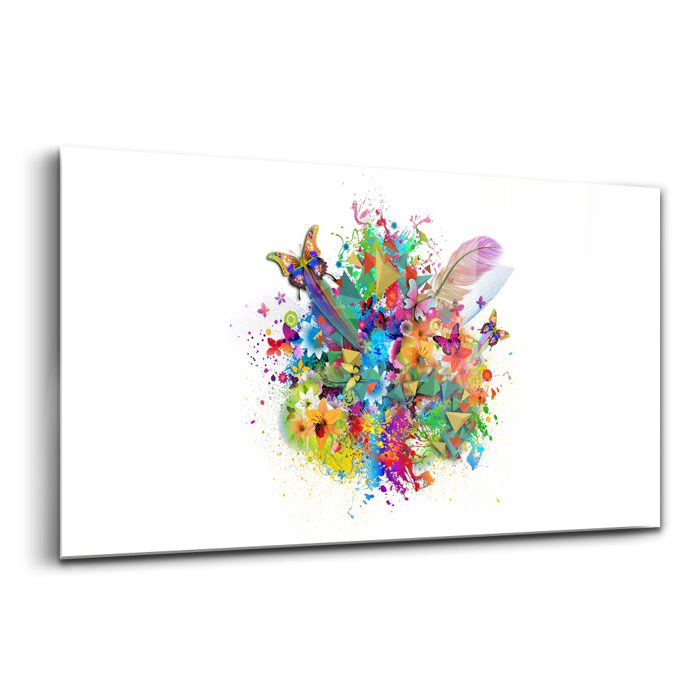 Egyedi üvegkép Virágos harmónia pillangókkal