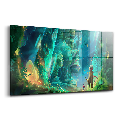 Üvegkép Gyerekek egy meseerdőben