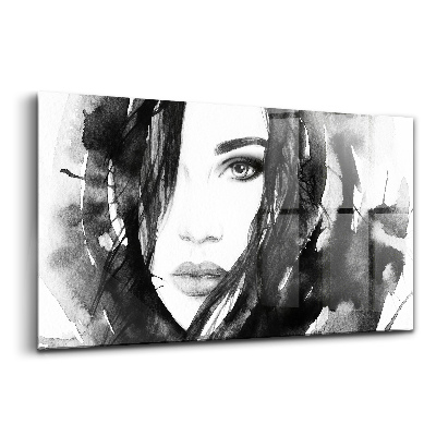 Üvegkép falra Női portré akvarell