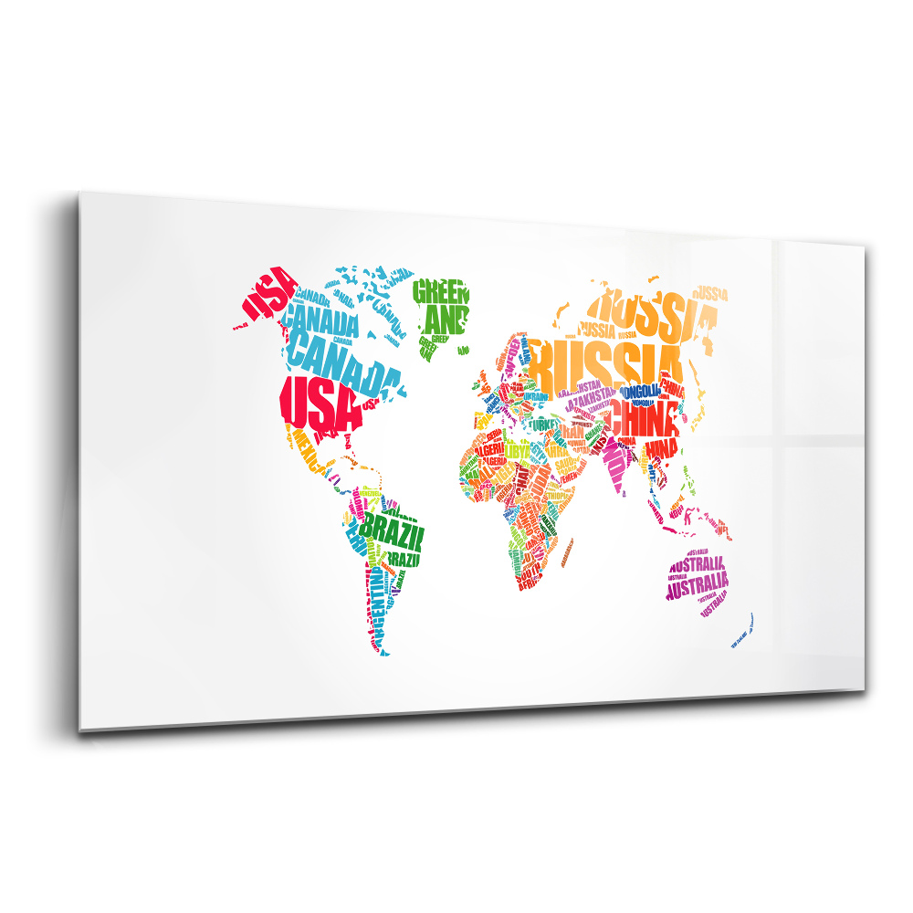 Egyedi üvegkép Világtérkép