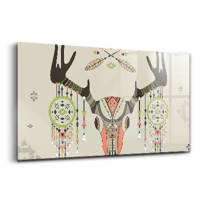 Üvegkép falra Szarvas koponya álomfogó