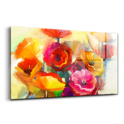 Egyedi üvegkép Színes pipacsok