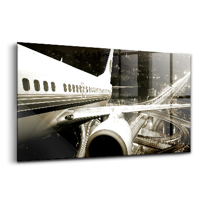 Üvegkép falra Repülőgépes város