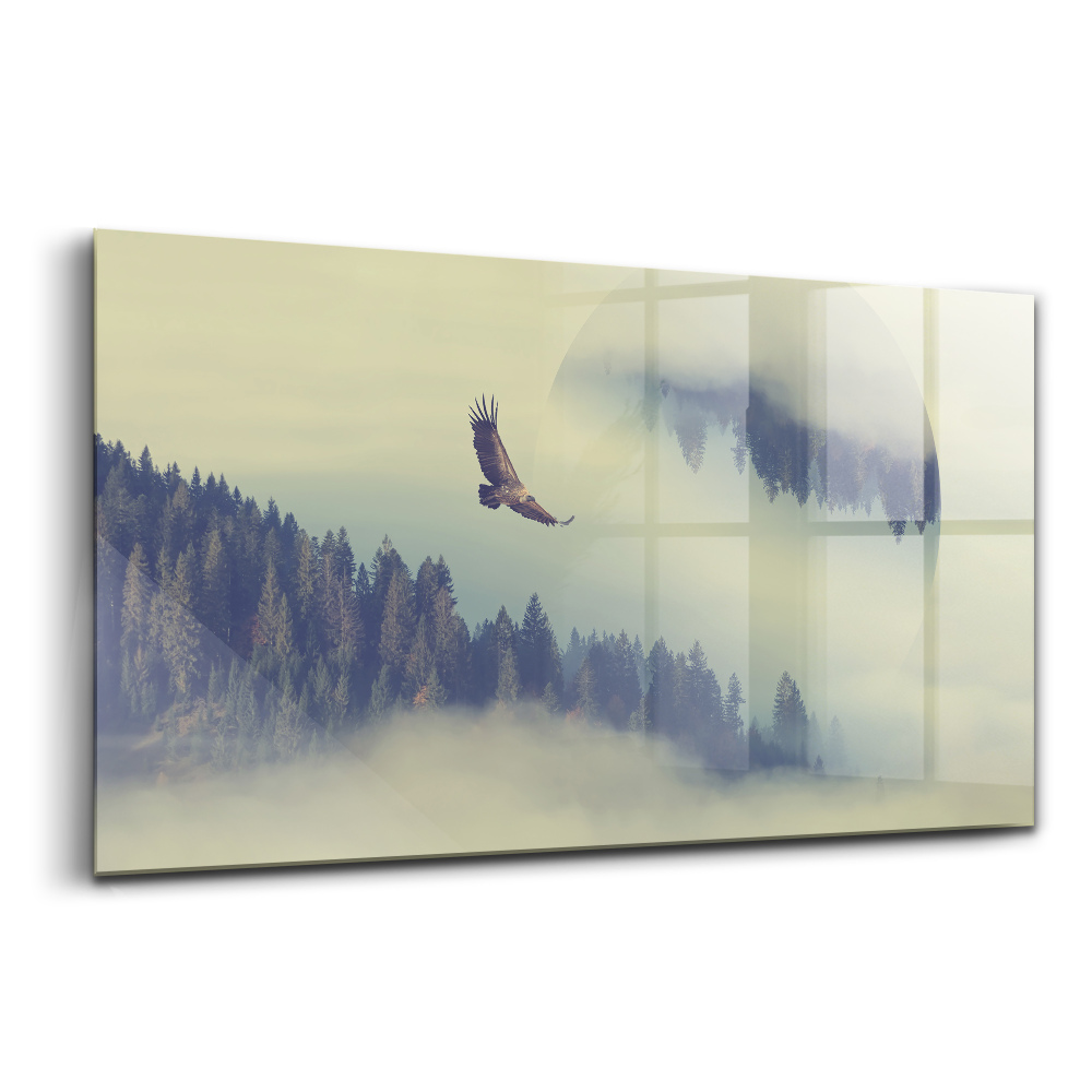 Egyedi üvegkép Ködös erdei sas