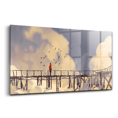 Üvegkép falra Ember egy régi hídon