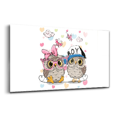 Egyedi üvegkép Két édes bagoly
