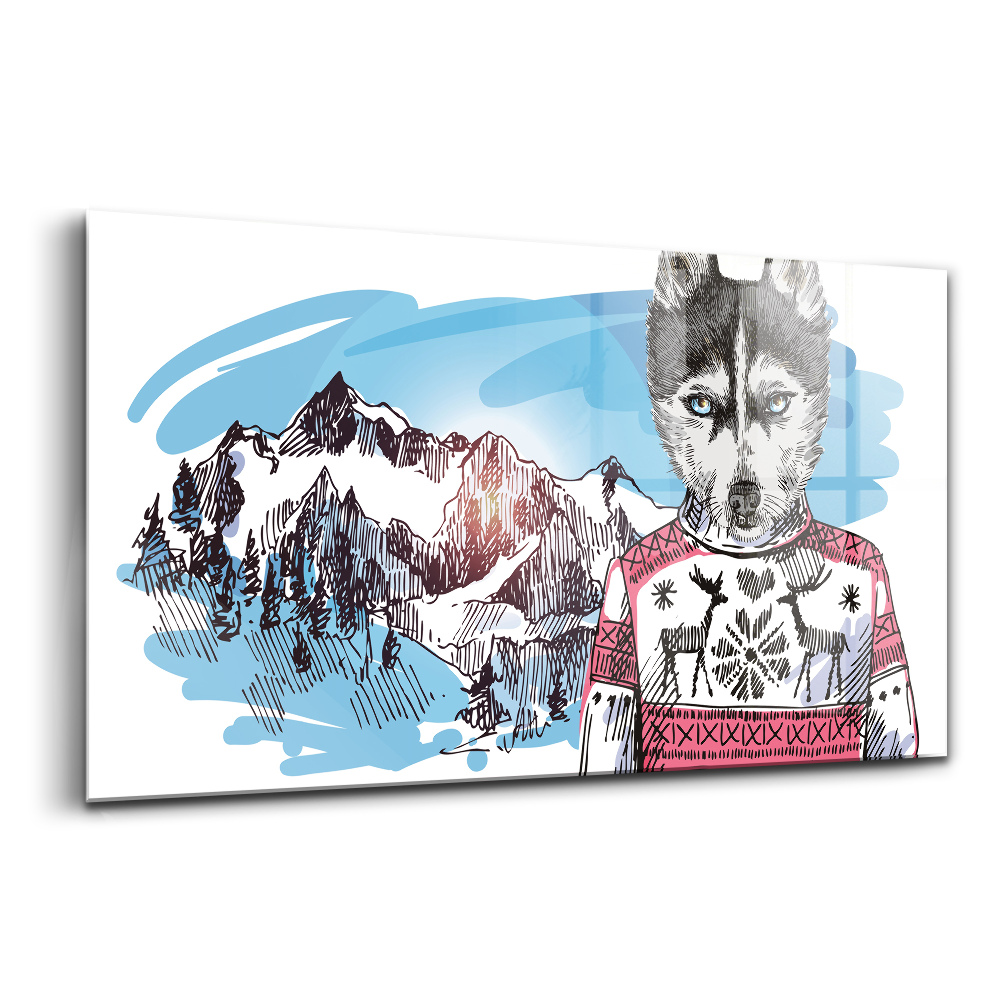 Egyedi üvegkép Husky pulóverben