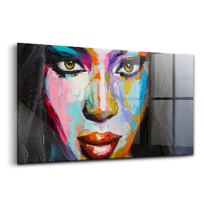 Üvegkép falra Egy nő színes arca