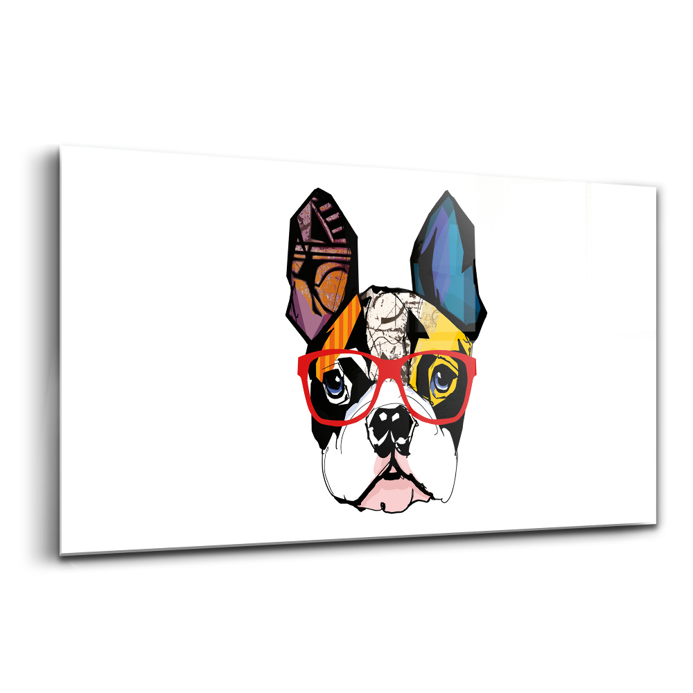 Üvegkép Francia bulldog szemüveggel