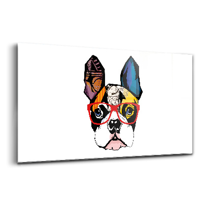Üvegkép Francia bulldog szemüveggel