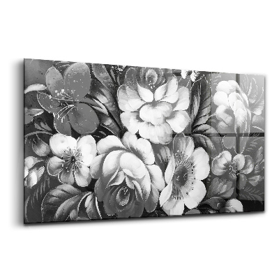 Üvegkép Fekete és fehér virágok