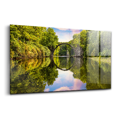 Egyedi üvegkép Híd a parkban Kromlau Németország