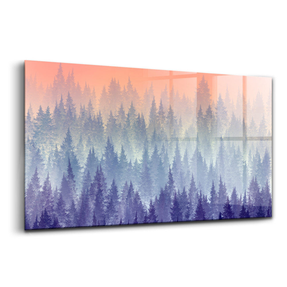 Egyedi üvegkép Erdő a ködben