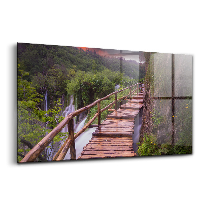 Üvegkép falra Út a fák felett gyönyörű hegyek