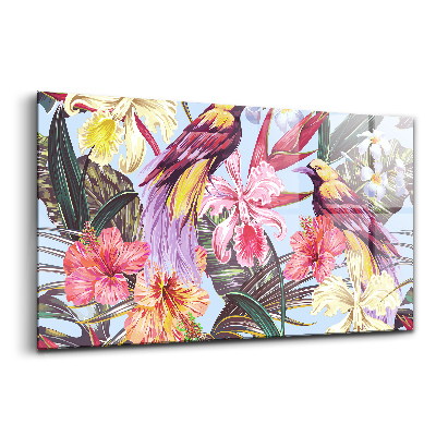 Üvegkép Illusztráció egy madár egy ágon