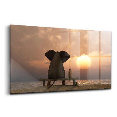 Üvegkép falra Állatok naplemente