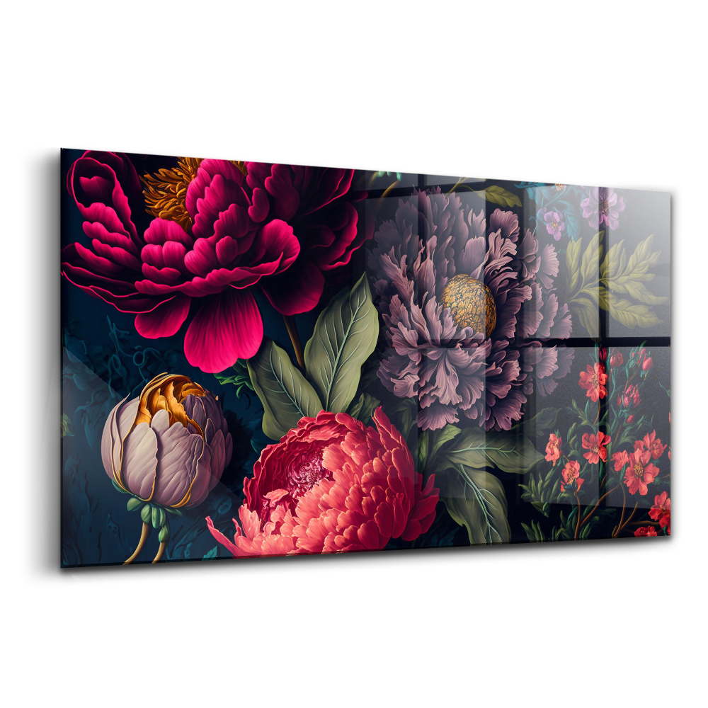 Egyedi üvegkép Szüreti csokor botanikai virágok