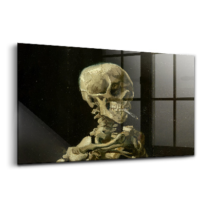 Üvegkép falra Egy csontváz anatómiája cigarettával