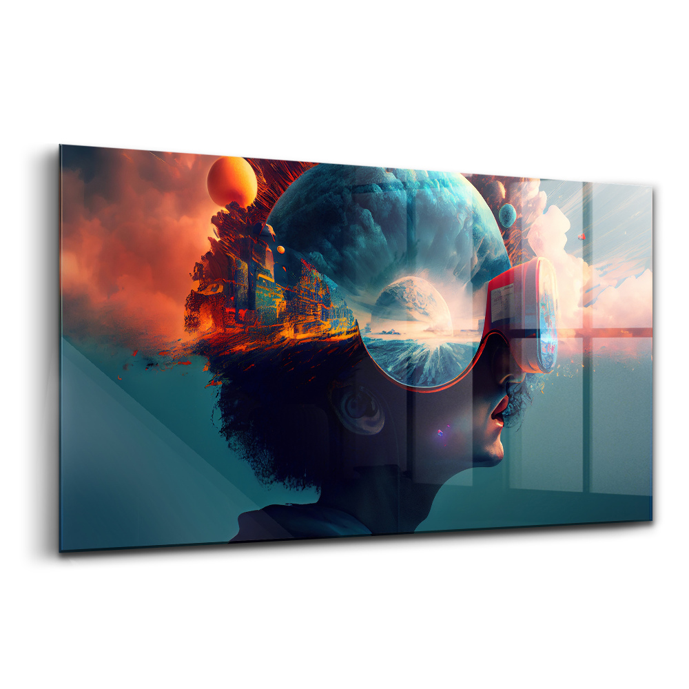 Egyedi üvegkép Futurisztikus virtuális világ