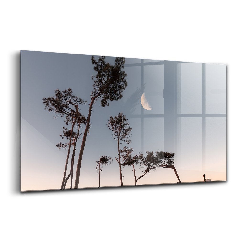 Üvegkép falra Félhold és fák