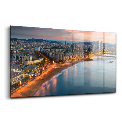 Üvegkép falra Barcelona tengerpart napfelkelte