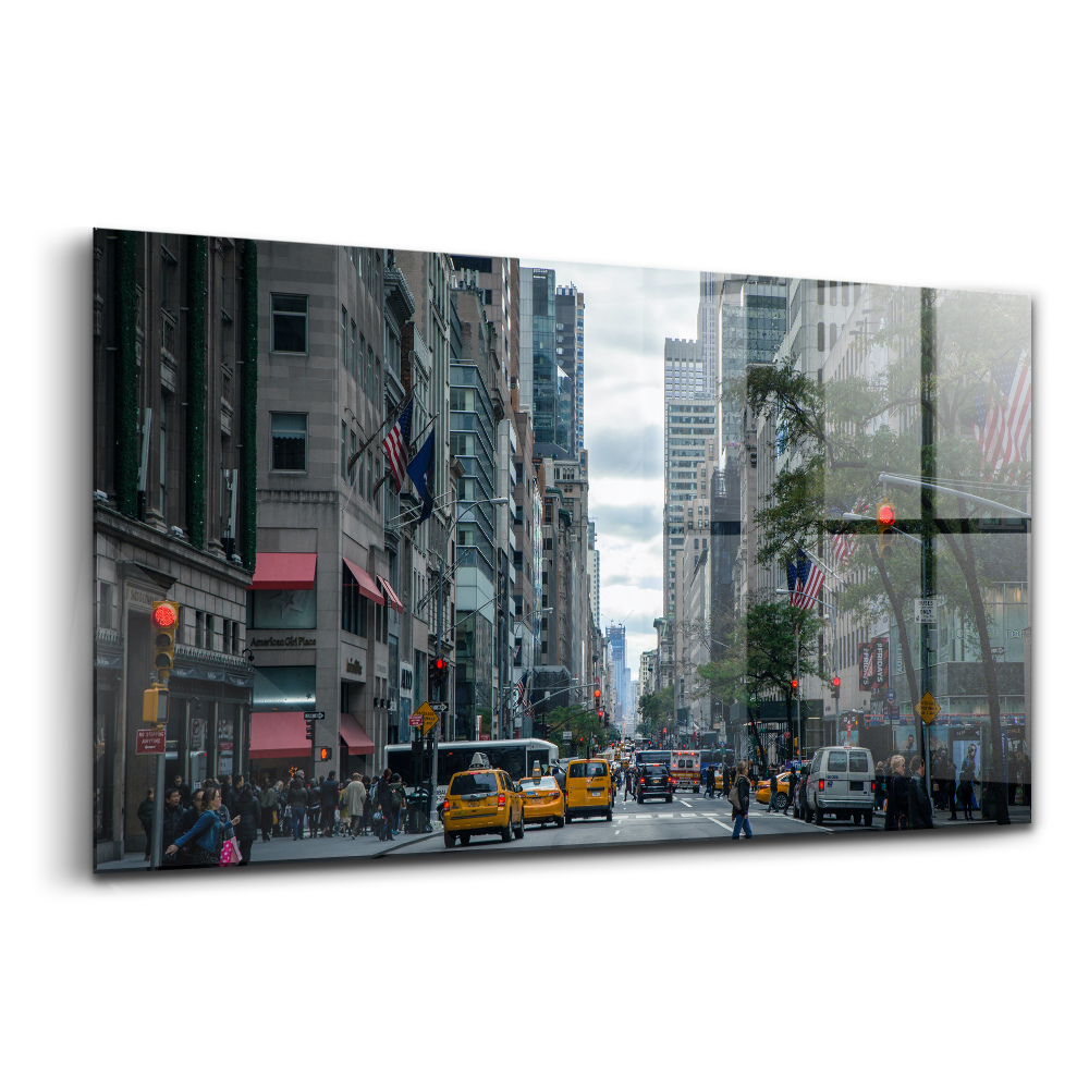 Egyedi üvegkép New York City utcai taxik