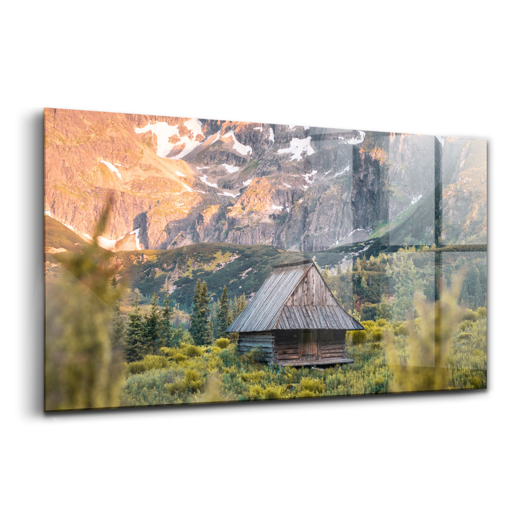 Egyedi üvegkép Kis kunyhó a tátrai hegyekben