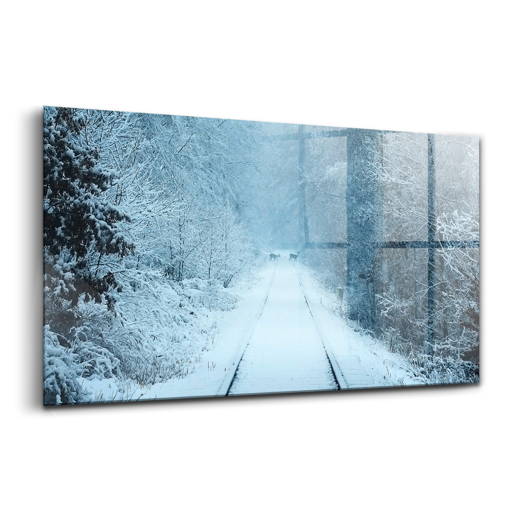 Egyedi üvegkép Szarvasok a síneken