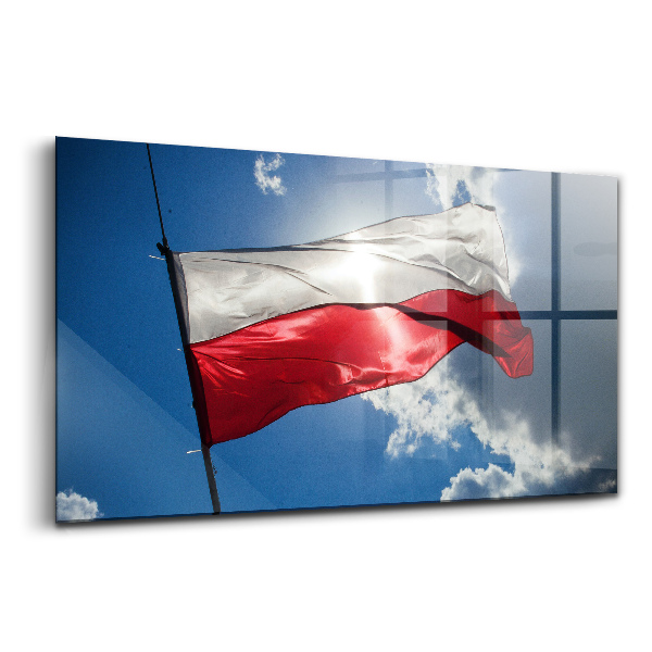 Üvegkép Lengyel zászló az égen