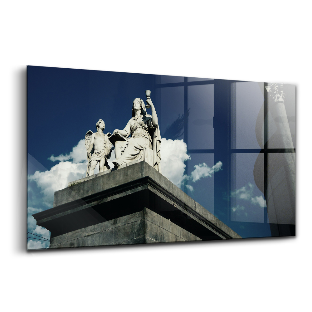 Üvegkép falra Nő és angyal szobra