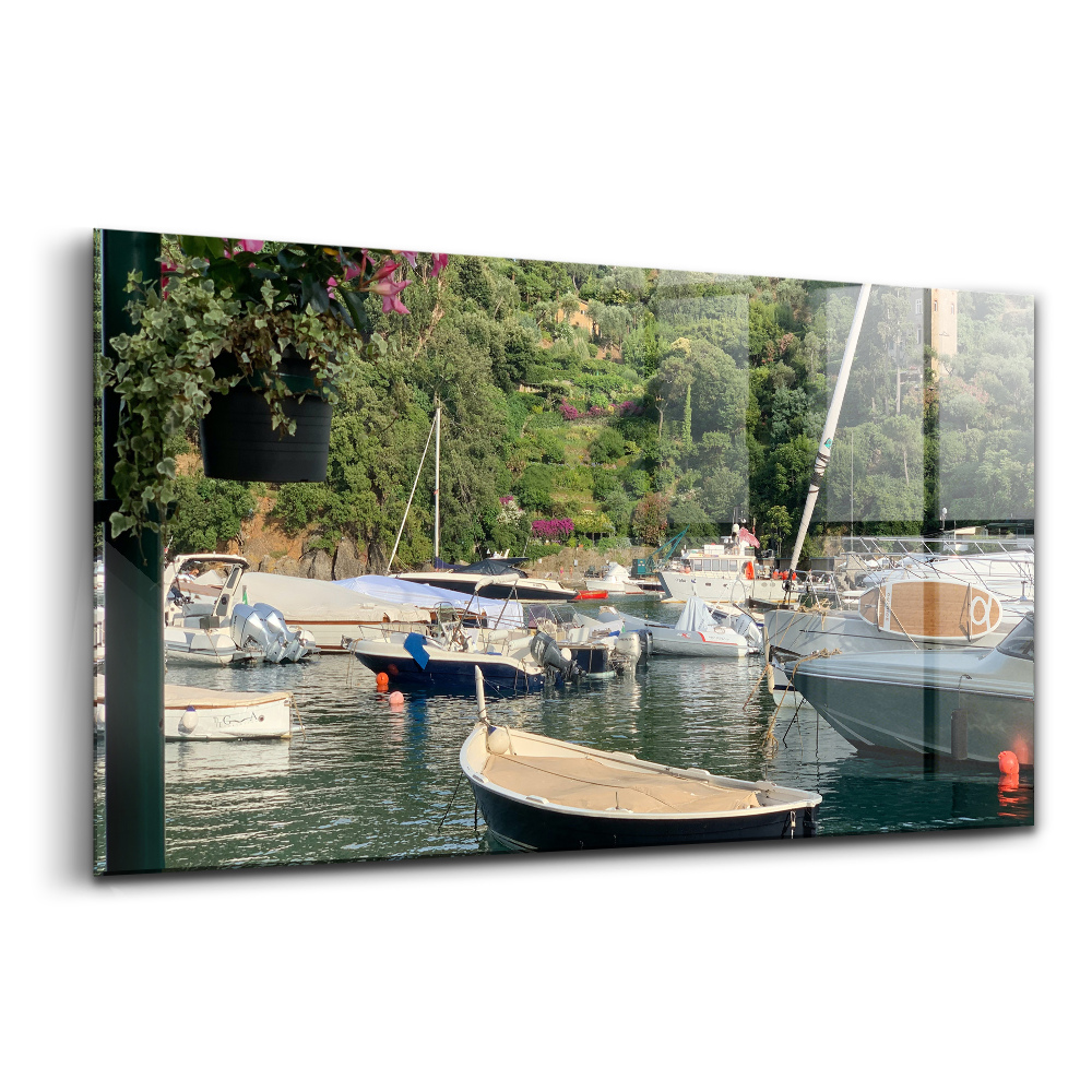 Üvegkép Hajó kikötése Portofinóban