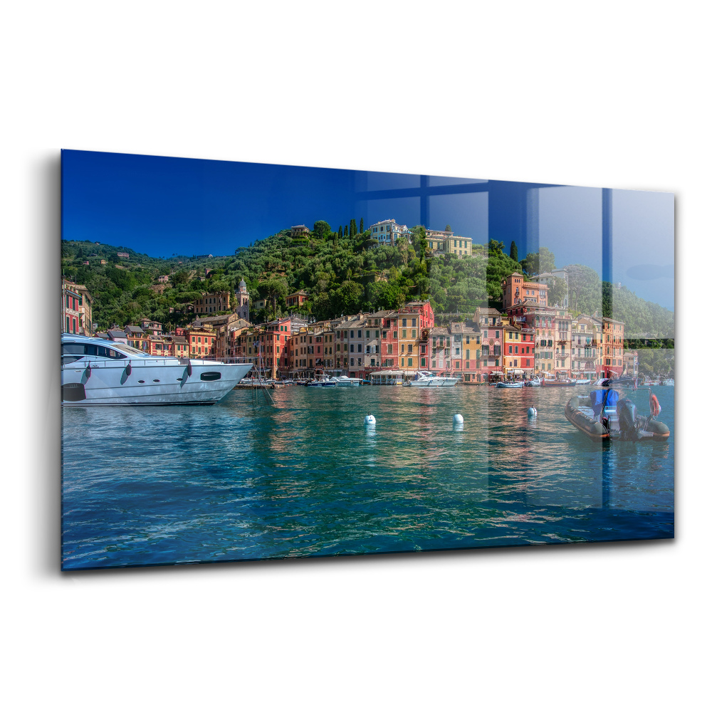 Egyedi üvegkép Hajók hajózása Portofinóban