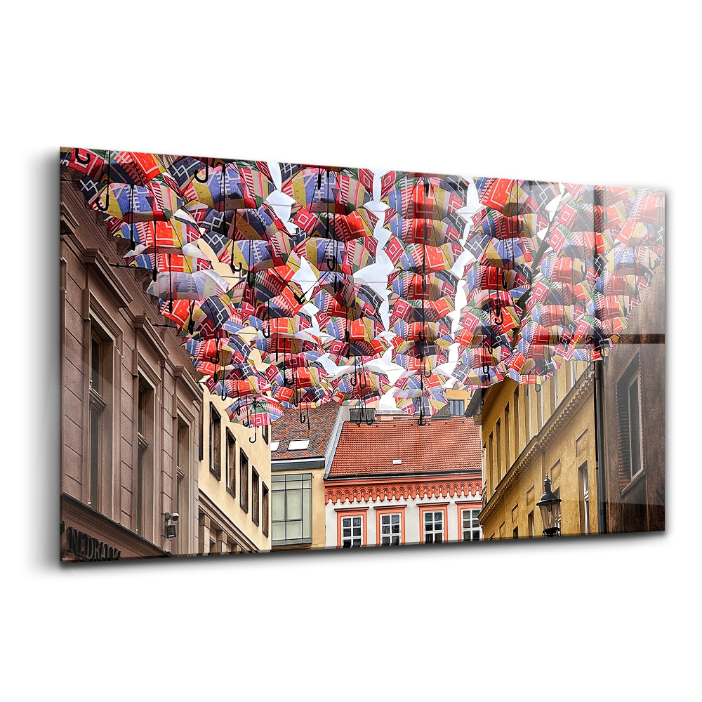 Egyedi üvegkép Színes esernyők Pozsonyban