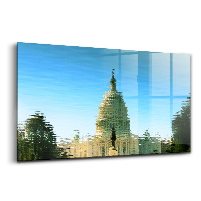 Üvegkép A mecset tükröződése a vízen