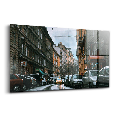 Üvegkép falra Autók az út szélén