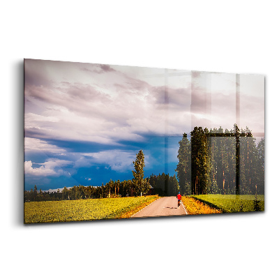 Üvegkép falra Parkosított kerékpárút