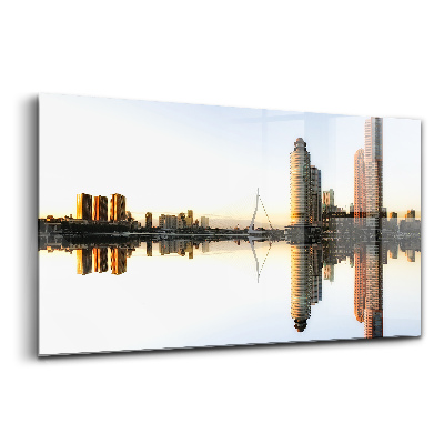 Üvegkép falra Város a folyó partján