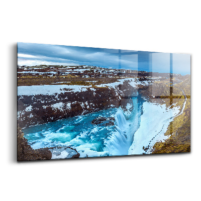 Egyedi üvegkép Gullfoss vízesés Izlandon