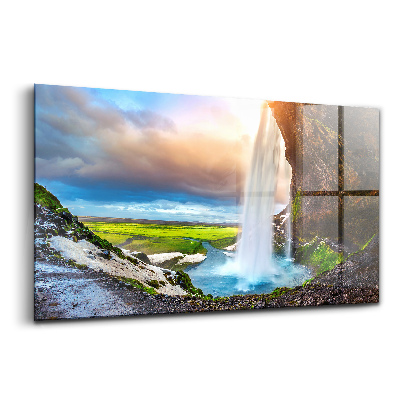 Üvegkép Seljalandsfoss vízesés Izlandon
