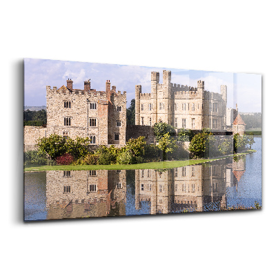 Egyedi üvegkép Leeds vár erődítmény tükörképe a várárokban