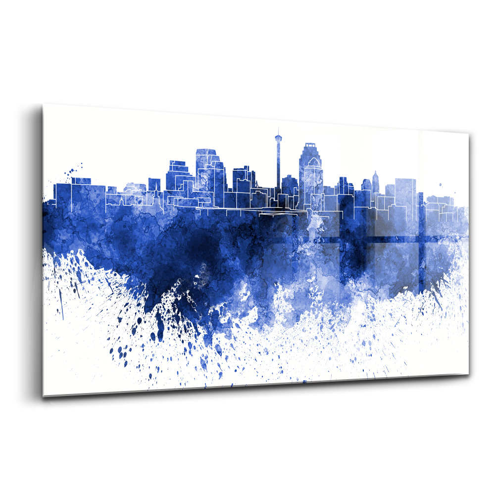 Üvegkép San Antonio panorámája akvarell