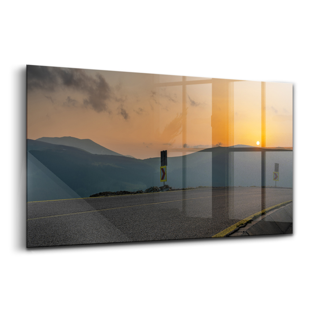 Üvegkép Naplemente a Transalpina-hegység mögött