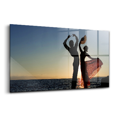 Egyedi üvegkép Spanyol tánc a tengerparton
